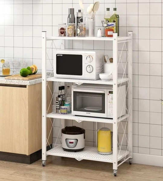 Étagère de Rangement En Métal Avec Roue Blanc