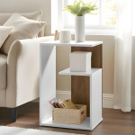 Table d’Appoint Forme G – Blanc & Effet Bois