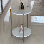 Table d’Appoint LINA – 2 Niveaux Blanc & Doré